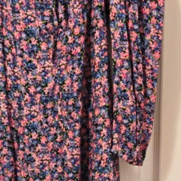 Zara Ditsy Floral Puff Sleeve Midi Dress XS Pink Purple Cottage Romantic - Picture 6 of 6